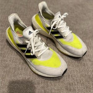 Adidas Ultraboost Neon Yellow and White Running Shoes